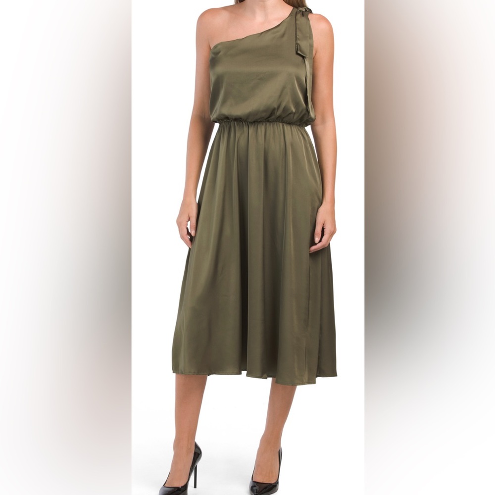 Nicole Miller One Shoulder Midi Dress